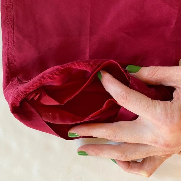 Vintage 80s 90s Silk Windbreaker Sweat Suit Jacket Pants Large Red Quilted - Picture 10 of 16